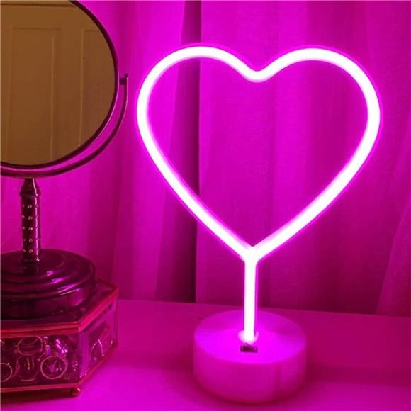 2 Pack Neon Heart Light LED Neon Signs Night Light Room Decor Heart Shaped Light - Picture 7 of 7